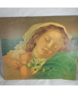 Vintage Dupuy Paris &quot;Girl Sleeping&quot; Chromo-Lithograph 1860&#39;s The Christi... - £16.80 GBP