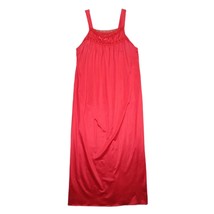 Vtg Glencraft Lingerie Sz L Red Satin Slip Nightgown Lace Trim USA Made Babydoll - $29.03