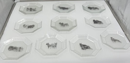 14 - Arcoroc France 25 Clear octagon Glass Plates with Etched dog - £69.55 GBP
