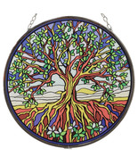 Tree of Life Round Stained Glass Suncatcher 6&quot; D - $28.52 CAD