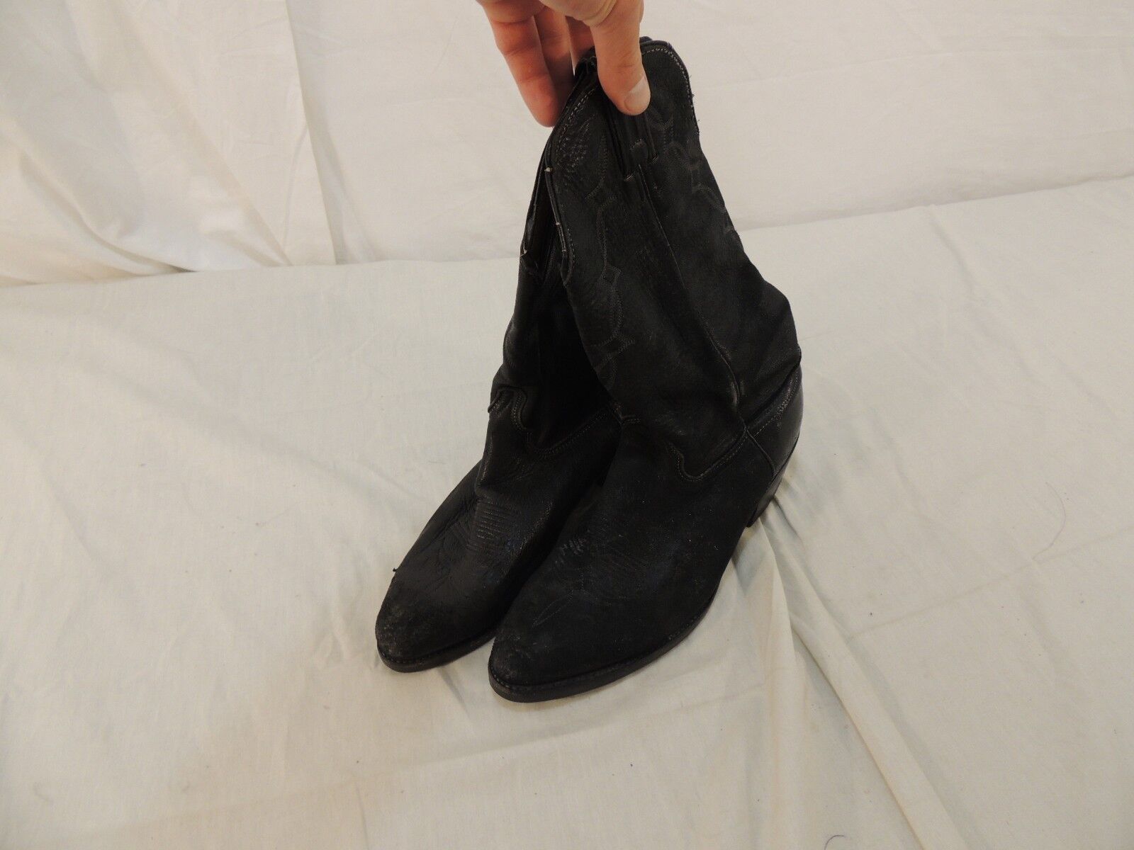 CAT&#39;S PAW Black Leather Cowboy Boots Size 9 D Biltrite Neoprene Vintage ... - $11.54