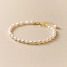 925 silver fashion jewelry bracelets full pearls gold plated bracelets for women - £25.71 GBP