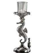 Seahorse Tealight Holder 14&quot; High Nickel Plated Aluminum with Glass Cup ... - £28.02 GBP