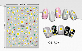 Nail art 3D stickers decal white daisy ladybugs CA301 - £2.54 GBP