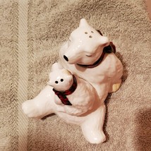 Vintage Salt and Pepper Shakers, Polar Bear with Cub wearing Scarf, Figurine image 2