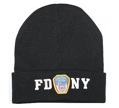 Primary image for FDNY Winter Hat Police Badge Fire Department Of New York City Black & Gold...