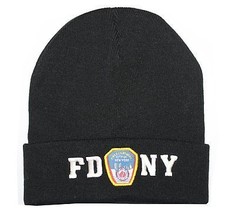 FDNY Winter Hat Police Badge Fire Department Of New York City Black &amp; Go... - $16.49