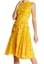 $3,800 New Oscar De La Renta Pretty Yellow Floral Guipure Lace Dress 6 - £808.71 GBP