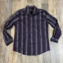 INC International Concepts Mens L Stretch Purple Striped Dress Shirt - £9.92 GBP