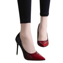Women Fashion Gradient Color Patent Leather Shoes Pointed Toe High-Heeled Shoes - £32.75 GBP