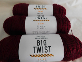 Big Twist Shine Merlot lot of 3 Dye lot 34/4805 - £12.18 GBP