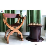 Antique Medieval Savonarola Arm Chair Home and Office Decor Wooden Furni... - $1,038.08 CAD