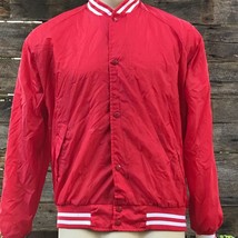 Vintage Red School Satin Jacket 1980s 1990s - $13.11