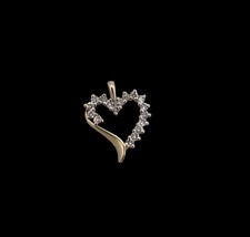 10K Yellow Gold Round Natural Diamond Open Heart Women&#39;s Pendant 0.60ctw... - $593.98