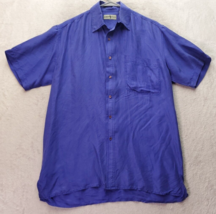 Vintage Robert Stock Shirt Mens Small Blue Shinny Silk Collared Button Down Slit - £14.58 GBP