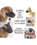 12 pc GROOMING Training SET DOG&amp;CAT Comfort MUZZLE LINED Quick-FIT ADJUS... - €51,31 EUR