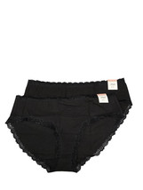 Jenni Womens 2X Black Cotton Lace Trim Hipster Panties Underwear Set Of 2 - $11.88