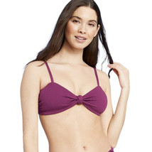 Women&#39;s Knot-Front Crepe Textured Bikini Top - Shade &amp; Shore, Burgundy, ... - £11.72 GBP