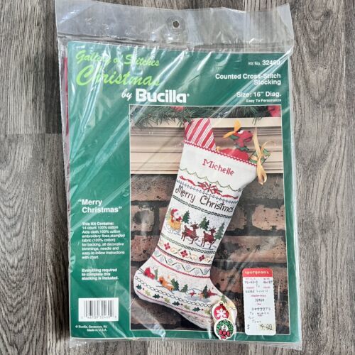 Primary image for Bucilla Gallery of Stitches Christmas Stocking Kit 16” “Merry Christmas” 32460