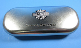 Harley Davidson Waterman Hard Eyeglasses Case Metal Tin Oval Silver Motorcycles - $14.80