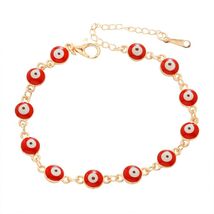 LETAJOY 14k Gold Evil Eye Bracelet Women Red Eyes Rope Chain 8.26" - $190.47 MXN