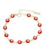 LETAJOY 14k Gold Evil Eye Bracelet Women Red Eyes Rope Chain 8.26&quot; - $190.47 MXN