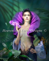 Cross Stitch Chart Pattern, HAED, Purple Orchid, Kimpel, Heaven Earth Designs LF - £14.46 GBP