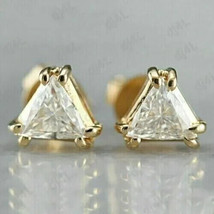 4Ct Trillion Cut Simulated Moissanite Stud Earrings 14k Yellow Gold Plated - £32.87 GBP
