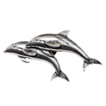 Dolphin Badge Brooch Orca Mammal Twin Pewter Badge Lapel Unisex By A R B... - £7.20 GBP