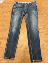 ARIAT REAL Jeans Women&#39;s Size 31R Fit 31X28.5 Mid Rise Distressed Dark Wash - $48.51