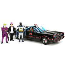 1966 Classic Batmobile with Diecast Batman The Joker The Penguin and Plastic ... - $53.51