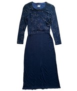 RABBIT RABBIT RABBIT Vtg Y2K Navy Blue Stretch Long Sleeve Silver Leaf 8... - $46.99