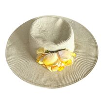 Cappelli Straworld Wide Brim Sun Hat with Yellow Flower Trim One Size Pa... - $17.10