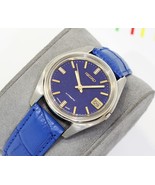 Stunning Vintage SEIKO 5 Automatic 17j Men's Watch -New Leather Band Blue & Gold - $296.01