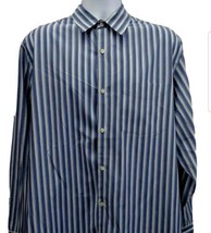 Banana Republic Button Up Dress Shirt Mens XL Blue White Vertical Striped Pocket - £9.48 GBP