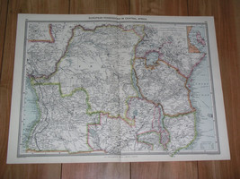 1908 Antique Map Of Of Central Africa Tanzania German Ostafrika Congo Angola - £25.22 GBP