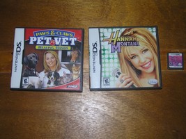 Lot Of 3 Nintendo Ds Girlz Rock Pet Vet Paws &amp; Claws Hannah Montana Game - £7.58 GBP