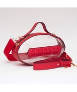New Clear football shaped Purse Bag Stadium Approved Red w/2 straps NFL ... - $49.49