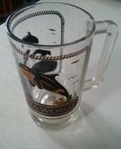 000 Vintage Sea World Killer Whale Dolphin Clear Glass Beer Mug Shamu - £8.63 GBP