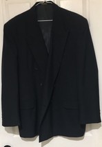 Towncraft Mens Sports Coat Navy Blue 44R Double Breasted Wool Polyester - $35.00