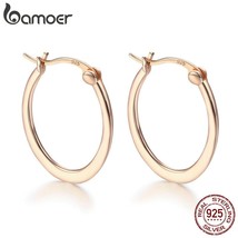 BAMOER Authentic 925 Silver Classic Round Circle Big Hoop Earrings for Women Sil - £17.20 GBP