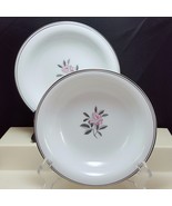 Noritake Rosales Soup Bowls 7.5in Set of 2 White Pink Rose  Cereal 5790  - £12.35 GBP