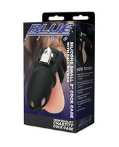 Blue Line 2&quot; Silicone Mini Cock Cage With Ball Divider - Black - £47.34 GBP