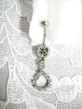 NEW ELEGANT CRYSTAL TEAR DROP / DROPLET on 14g CLEAR CZ BELLY RING NAVEL... - $4.99