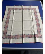 Vintage Handmade Cream Tablecloth w Embroider Euro Design Crochet Trim 3... - $926.45 MXN