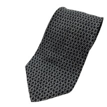 PERRY ELLIS Black &amp; Grey Circles Tie Portfolio USA Silk Necktie - £7.08 GBP