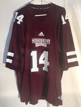 An item in the Sports Mem, Cards & Fan Shop category: Adidas NCAA Jersey Mississippi State Bulldog #14 Burgundy sz S