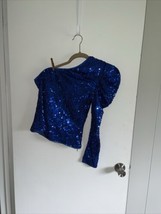 Blue Glitter Off The Shoulder Blouse - $16.83