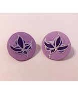 Hand Painted Silk Earrings Floral Pierced Post Handmade Lavender Purple ... - $37.00