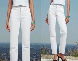 ZARA WHITE SLIM FIT MID-WAIST STRAIGHT JEANS IN 38 - £27.90 GBP